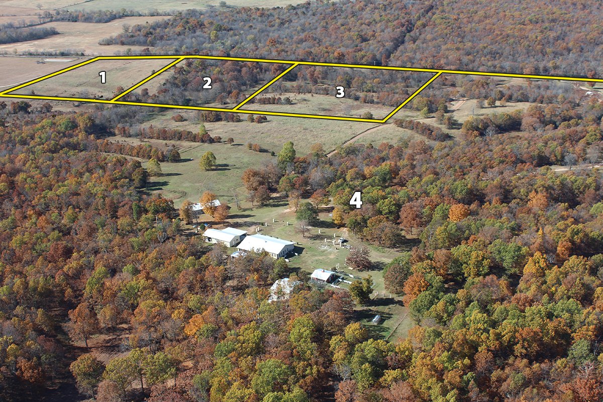 Tract 4 - Main House Aerial - OKLAHOMA LAND & REAL ESTATE AUCTION, 438 +/- Acres offered in 13 Tracts